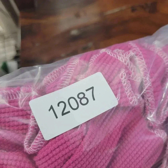 Vtg Quacker Factory Pink Waffle Knit Long sleeve Top Sequin Christmas 2X  5PT - Picture 7 of 7